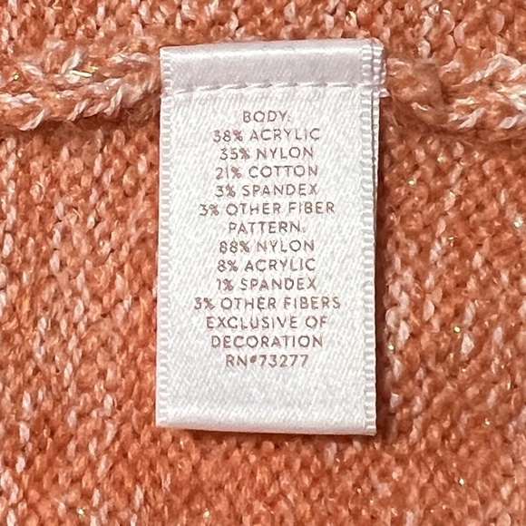 LC LAUREN CONRAD Peach Snowman Family Holiday Christmas Tunic Sweater Small - Picture 5 of 5